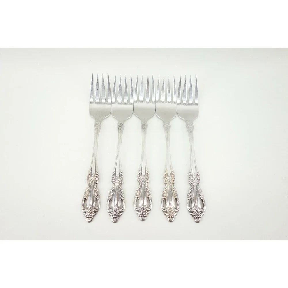 5 - Oneida Distinction Deluxe RAPHAEL Glossy Stainless Flatware SALAD FORKS